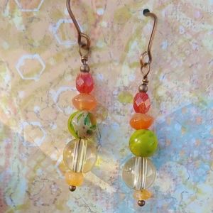 Artisan Made Semi-Precious Stone & Glass Earrings